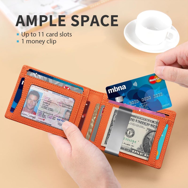 RUNBOX Money Clip Wallets for Men,Slim Leather Mens Bifold Wallet,RFID Blocking Front Pocket Wallet,Thin Credit Card Holder with Gift Box - Image 2